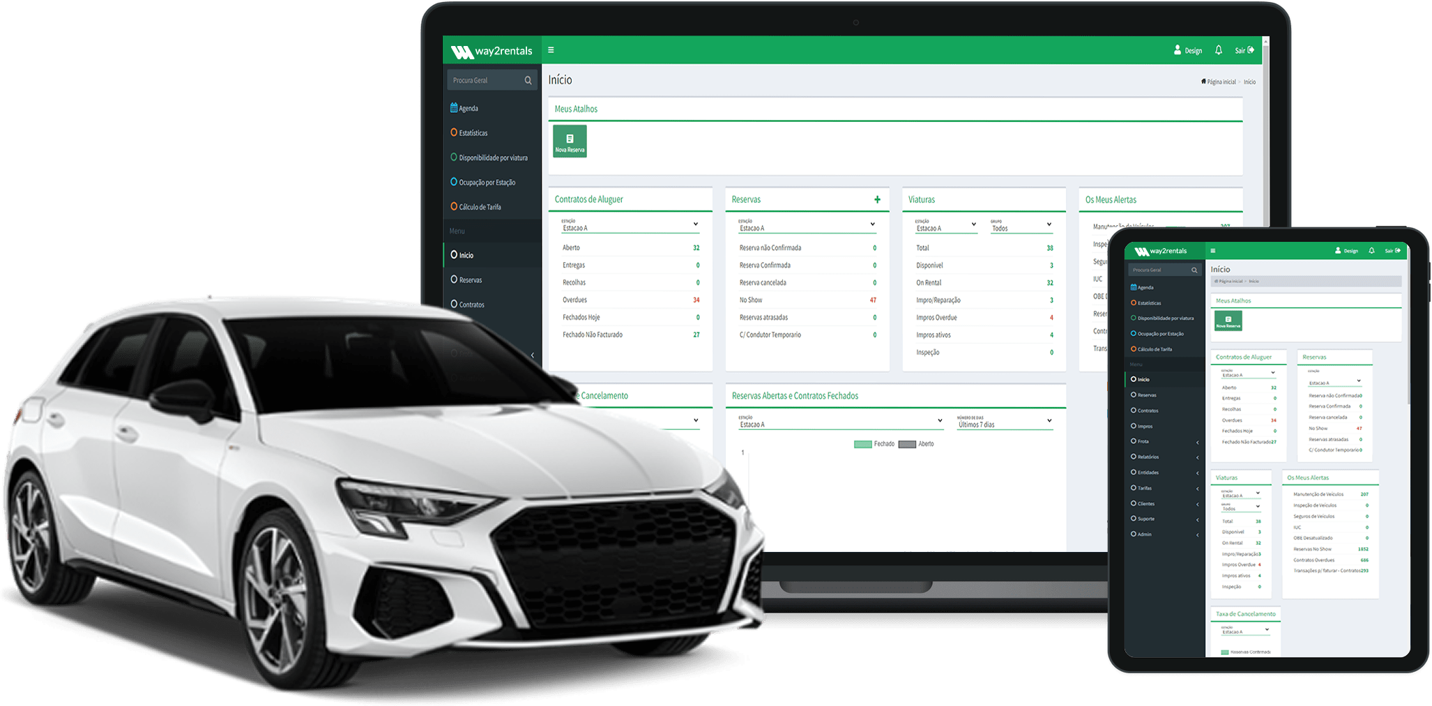 Way2Rentals dashboard with rental, booking and vehicle management